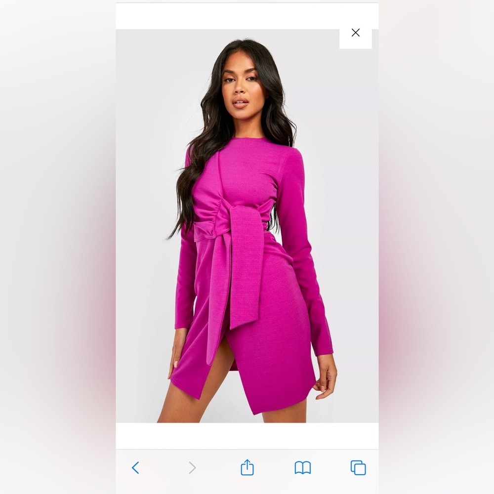 Boohoo wrap mini tagged size 4.  Actual color is last pic